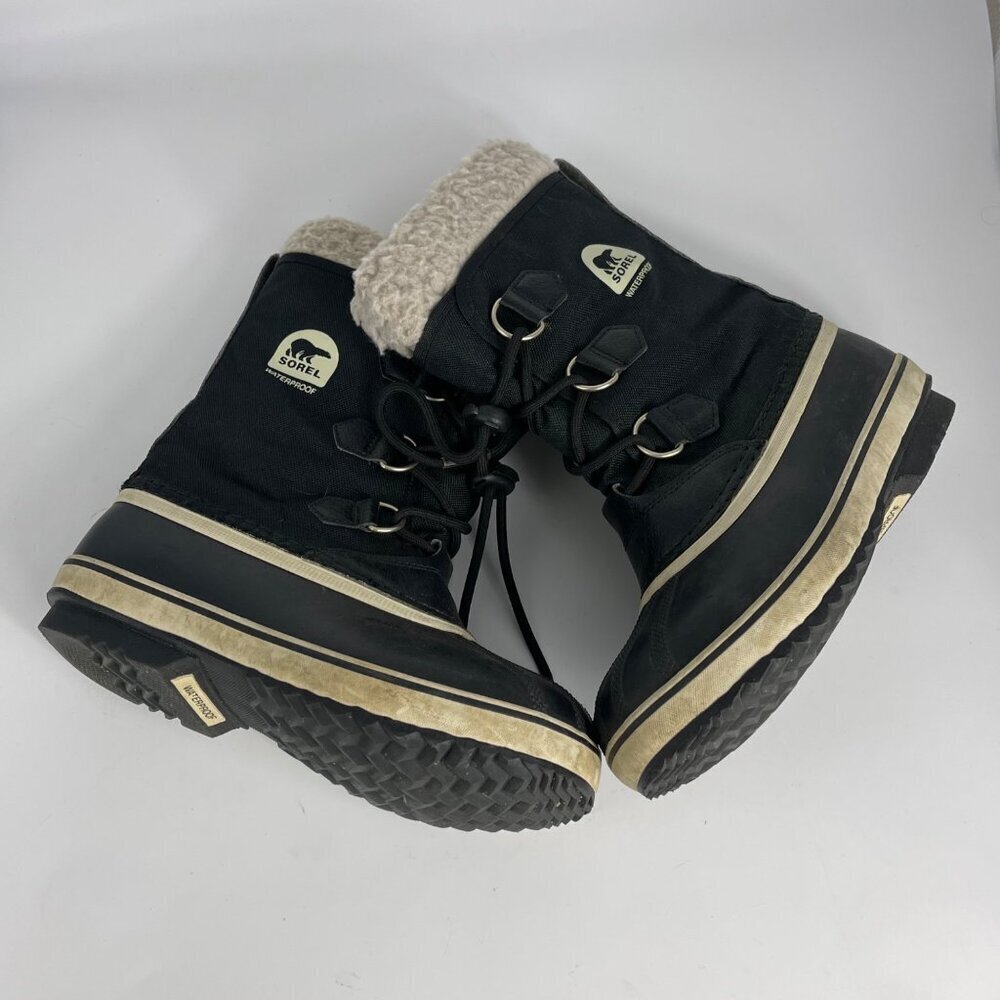 Sorel Youth Waterproof Winter Boots | Size 4 | Black Faux Fur - Picture 4 of 5